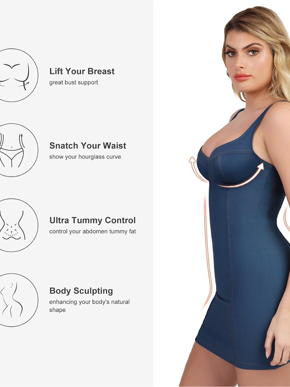 Popilush Shapewear Denim Sculpting Dress Size M - Picture 4 of 5